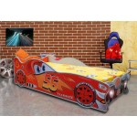 Pat in forma de masina McQueen cu LED-uri -Patut copii din lemn MDF cu saltea 140x70cm